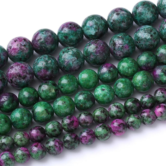 32PCS 12MM Natural Epidote Zoisite Stone Beads Round Loose Stone Beads for Jewelry Making DIY Energy Stone Healing Power Bracelet 15"