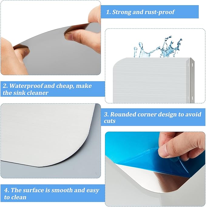 Therwen 2 Pcs Stainless Steel Side Splash Guard for Sink 15 x 6 Inch Wall Mount Guard with Screws Commercial Restaurant Hand Sink and Compartment Prep Sink Kitchen Sink Splash Protector Supply