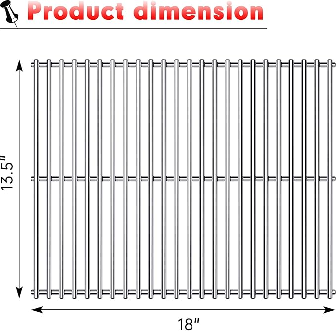 BBQ Grill Grates Replacement for Cuisinart Gas Grill CGG-200, CGG-220, CGG-240, Stainless Steel Cooking Grate Grids Gas Grill Parts Accessories 18 Inch for All Foods Portable Gas Grillls