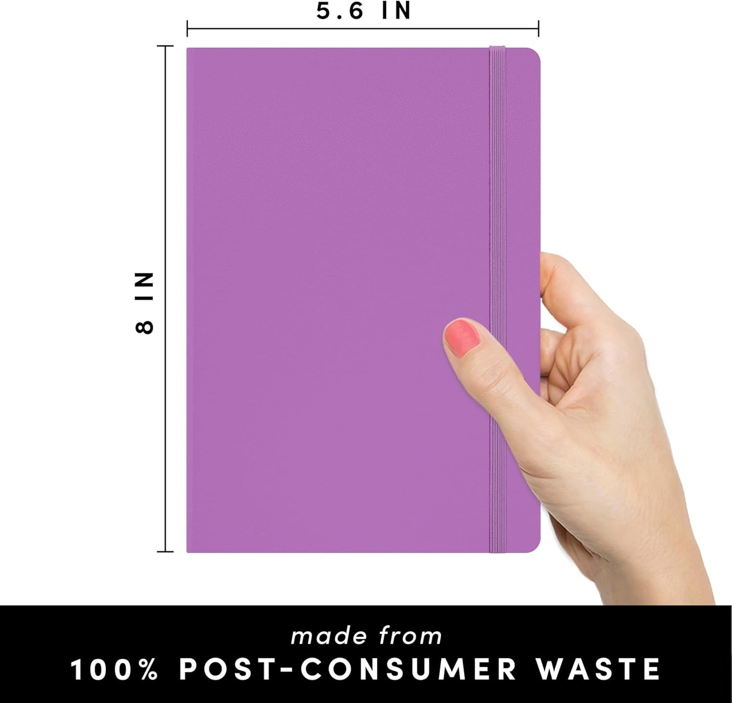 PAPERAGE Recycled Lined Journal Notebook, (Lilac), 160 Pages, Medium 5.6 in x 8 in - 100 GSM Thick Paper – College Ruled, Hardcover Journaling Notebook for Work, School & Note Taking