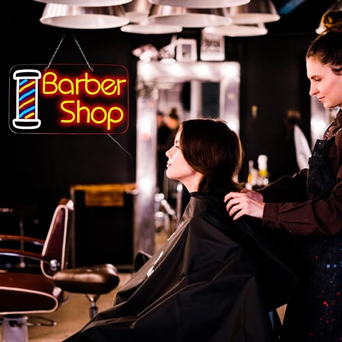 JFLLamp Barber Shop Neon Signs for Wall Decor Open Neon Lights for Bedroom Led Signs Suitable for Barber Shops Hair Salon Art Unique Gift for Hairdresser 16.1 * 9 Inch(Red + Blue + White)