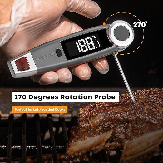 Finaltouch X10 Instant Read Digital Meat Thermometer NSF Certified Waterproof Professional for Cooking Grilling BBQ Baking Candy Oil with Rotating Probe and Backlit Display (Patriotic Limited Edition)