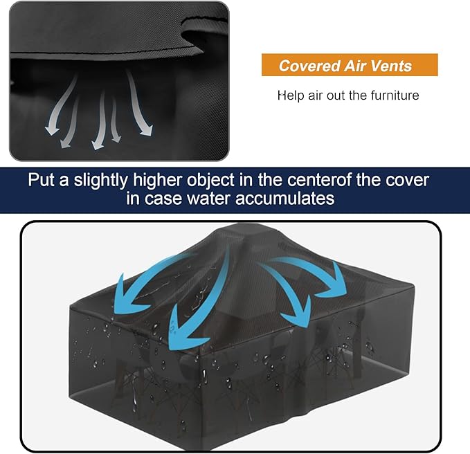 NettyPro Patio Table Cover Rectangular 78 x 52 Inch, Waterproof Outdoor Furniture Set Covers for Dining Table and Chair Rectangle, Black