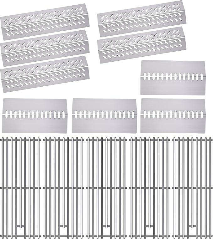 9MM 16517 Grill Grates 16GA Grill Heat Plates for 16631 16520 Bull Grill Replacement Parts, BBQ Bull Brahma 5 Burner 57568, 57569, 57568CE, 57568AGA, 57569CE, 57569AGA, Stainless Steel Grids