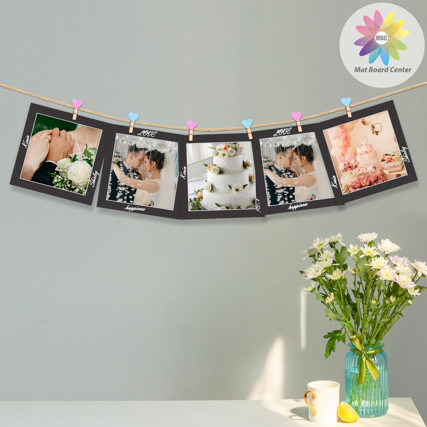 MBC Mat Board Center, 5 Pack 12x12 for 10x10 Black Picture Mats Frame Mattes, Bevel Cut, Acid Free, 4-ply Thickness