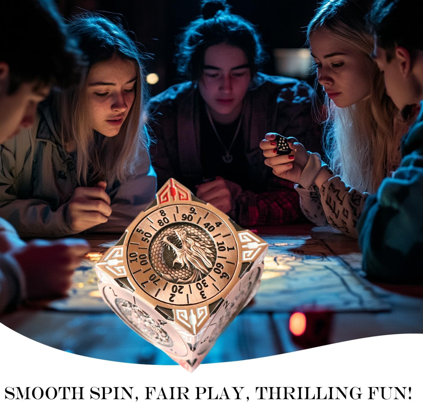 6 Sided Spinner DND Dice - Metal D4 D6 D8 D10 D10% D12 D20 All in One D&D Set - Cool Role Playing Gifts for Dungeons and Dragons TRPG MTG Games Lover Players Red Copper