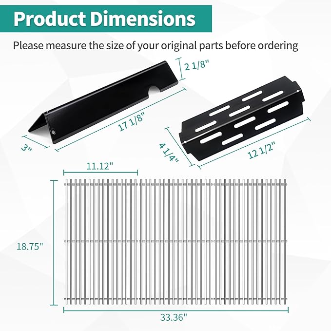 Stainless Steel Genesis II Grill Grates for Weber Genesis 2 Grill Parts Porcelain Enameled Flavorizer Bars Heat Deflector for Weber Genesis II E-410 S-410 II LX E-435 S-435 E-440 S-440 GS4