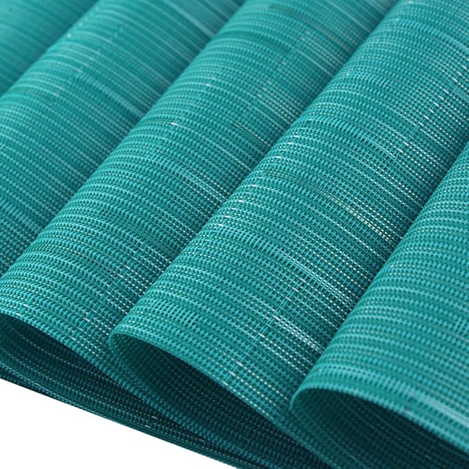 PIGCHCY Placemats Set of 12 Washable Durable Place Mats Vinyl Heat Resistant Non-Slip Table Mats Indoor Outdoor (Turquoise)