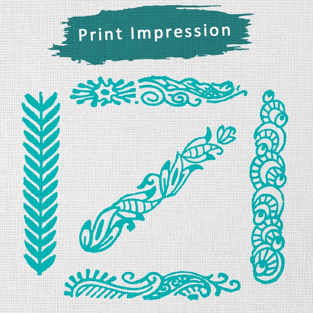 Hashcart Wooden Stamp Block, Printing Stamp Design Set | Block for Printing Saree Border | Dresses, Craft Card Making, Scrapbook, Clay Pottery | Set of 5