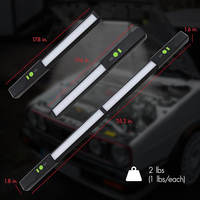 Wagan EL4346 Detachable LED 1200 LM Rechargeable Work Light Portable Mechanic Light Bar with Magnetic and Hooks Cordless Underhood Bright Work Lamp for Car Repairing Garage Workshop