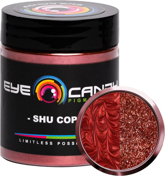 Eye Candy Pigments Premium Copper Mica Powder - Shu Copper (25gr) - for Epoxy, Resin, Soap, Paint, Woodworking, Acrylic Pouring, Bath Bombs, Fishing Lures - DIY Arts and Crafts Additive