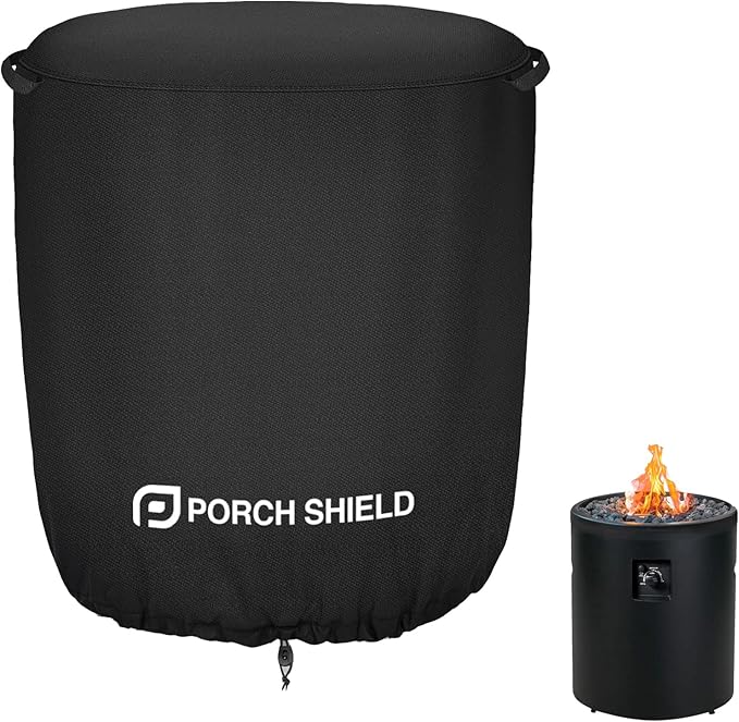 Porch Shield Fade Resistant Round Patio Fire Column Cover 24 inch Waterproof Outdoor Tall Fire Pit Cover for Ninja Fireside 360 Outdoor Heater