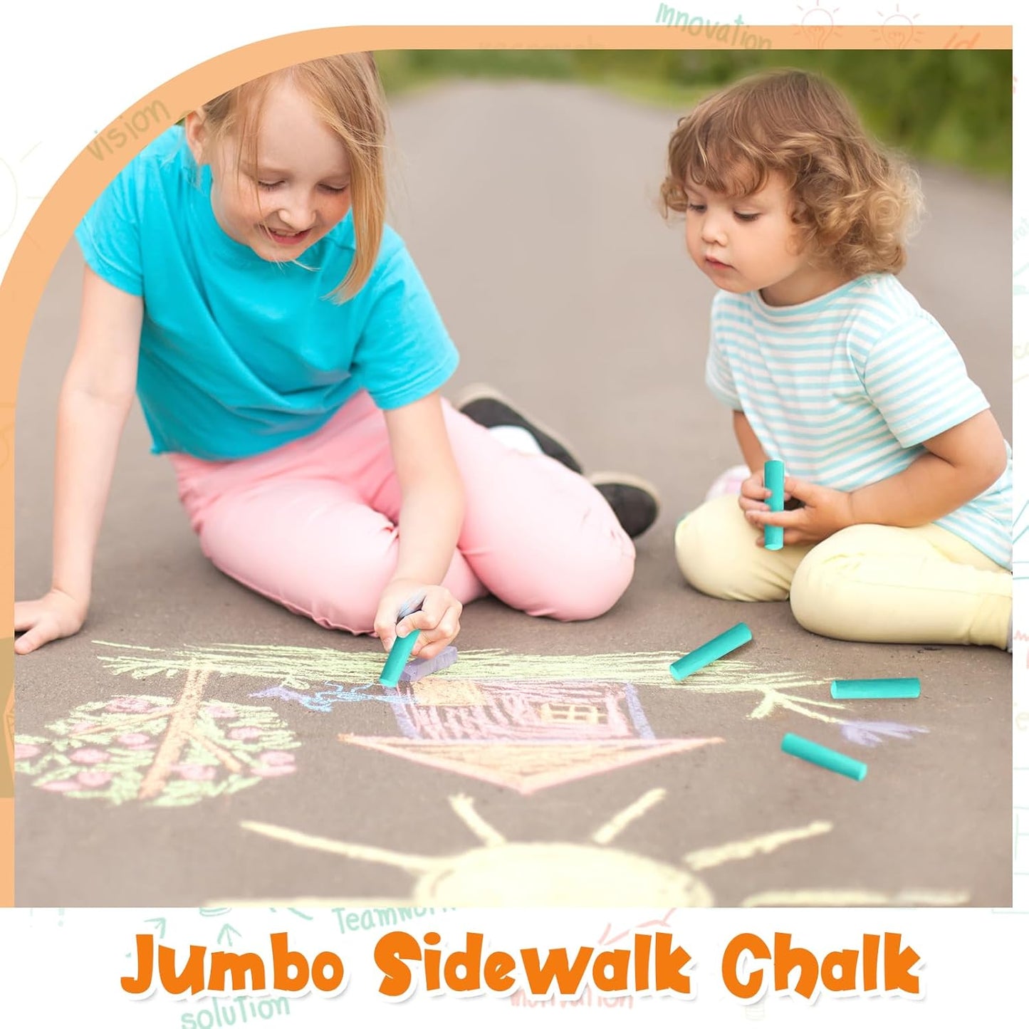 25 Pcs Sidewalk Chalks for Kids Non Toxic Jumbo Chalk for Party Gift Outdoor Art Classroom Play Painting (Green)