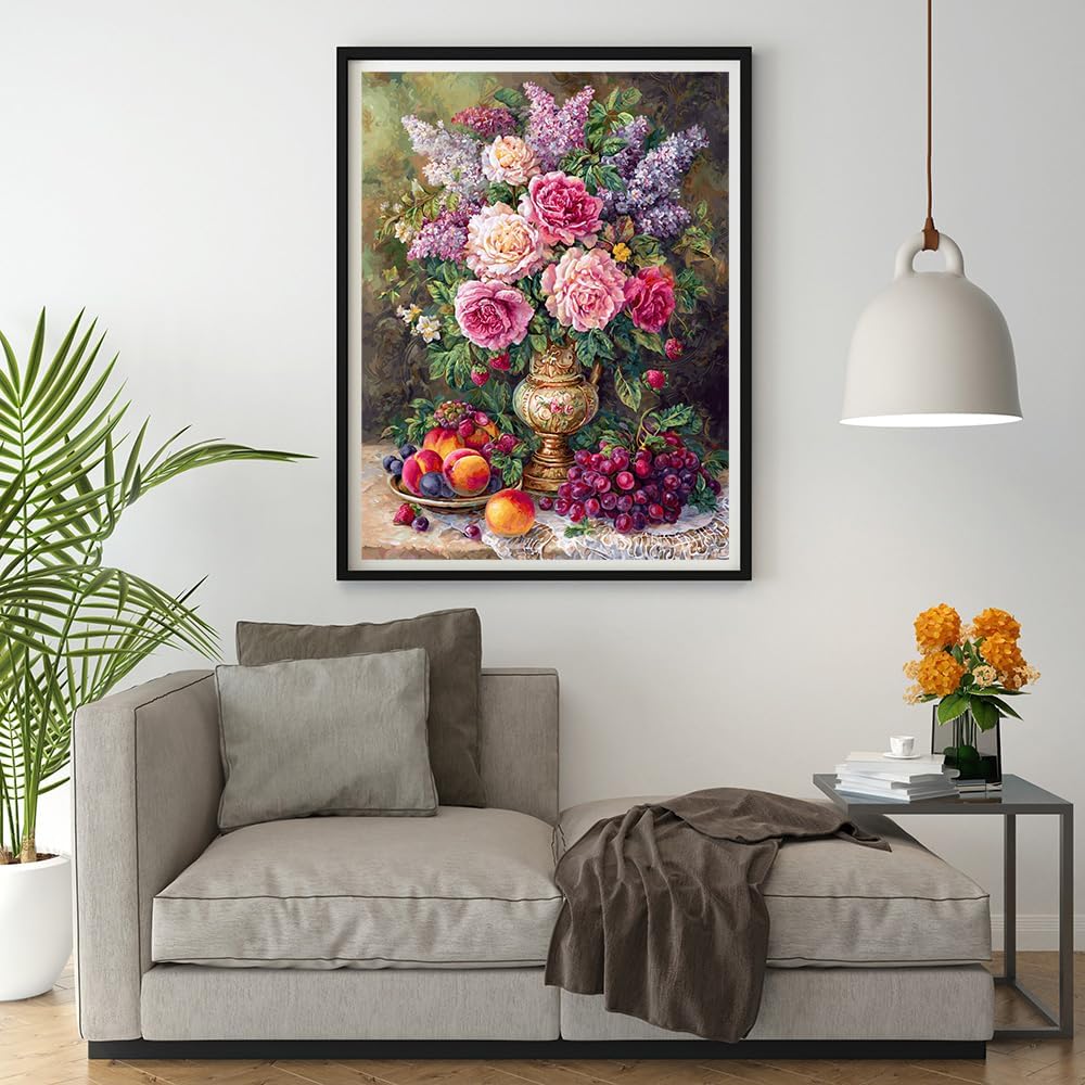 Moohue 14ct Counted Stamped Cross Stitch Kits for Adults Flowers Printed Cross Stitch Patterns Art Crafts Cross Stitch Supplies (Flowers 10)