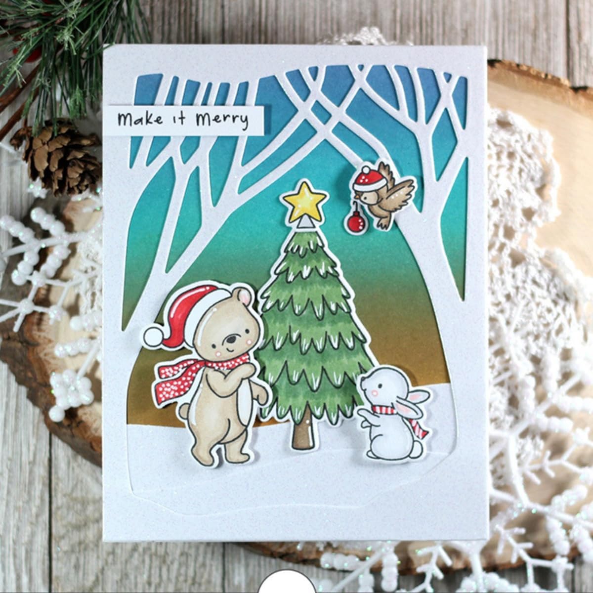 Cutting Dies Metal Stencils Scrapbooking Tools Flowers Lace Frame DIY Embossing Template for Paper Card Making Album Arts Crafts Supplies (Snowman Jungle Frame-11.1x14.2cm)