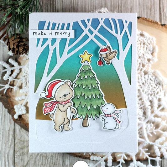 Cutting Dies Metal Stencils Scrapbooking Tools Flowers Lace Frame DIY Embossing Template for Paper Card Making Album Arts Crafts Supplies (Snowman Jungle Frame-11.1x14.2cm)