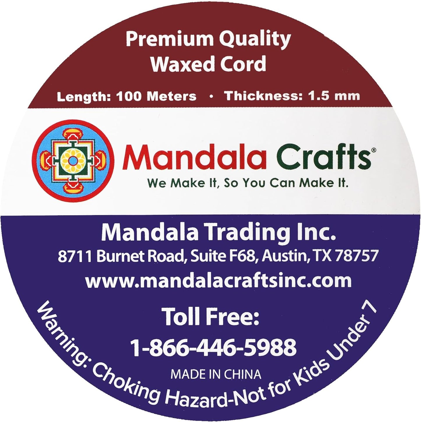 Mandala Crafts 1.5mm 109 Yards Chocolate Brown Cotton Waxed Cord for Jewelry Making Bracelet Cord Waxed String - Beading String Thread Jewelry Cords for Necklaces String