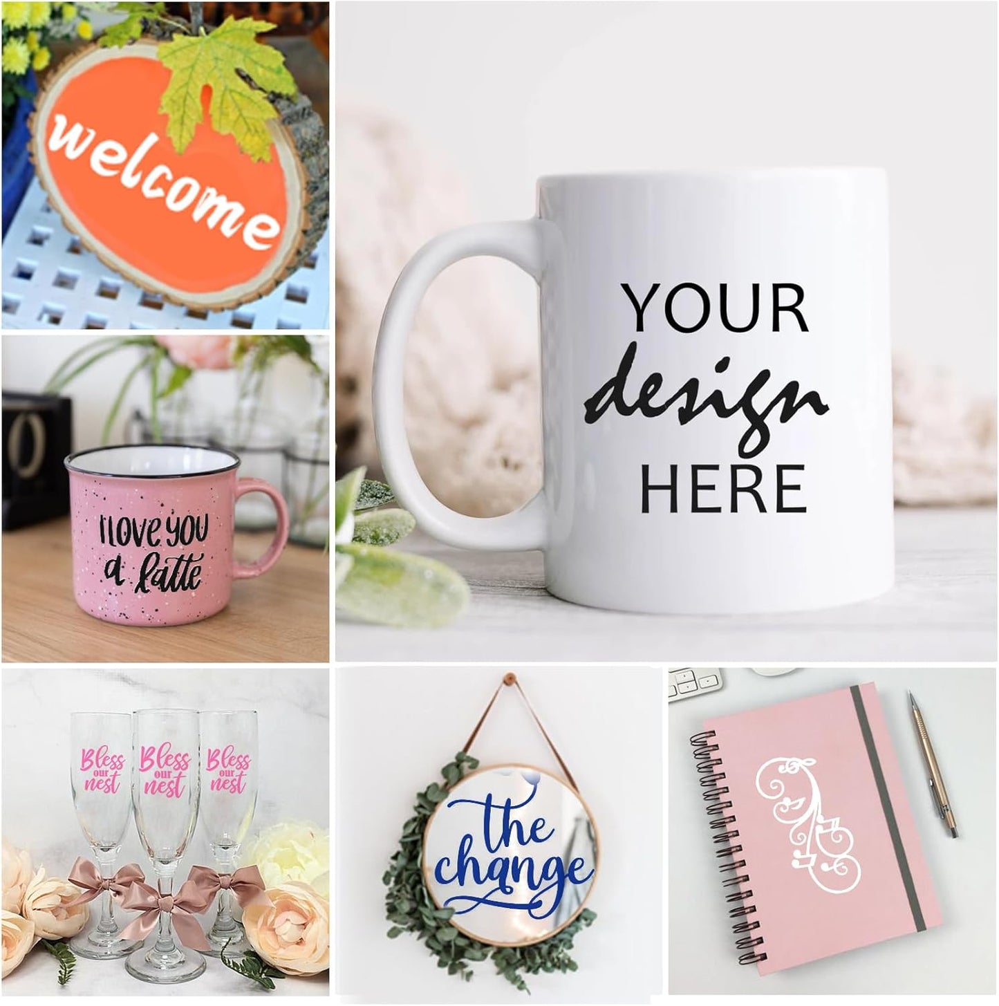 HTVRONT Pink Permanent Vinyl for Cutting Machine - 14 Pack Hot Pink Glossy,12 ” x 12 ” Adhesive Sheets for Craft Projects, Permanent Adhesive Vinyl Compatible with Cricut Cutting Machine