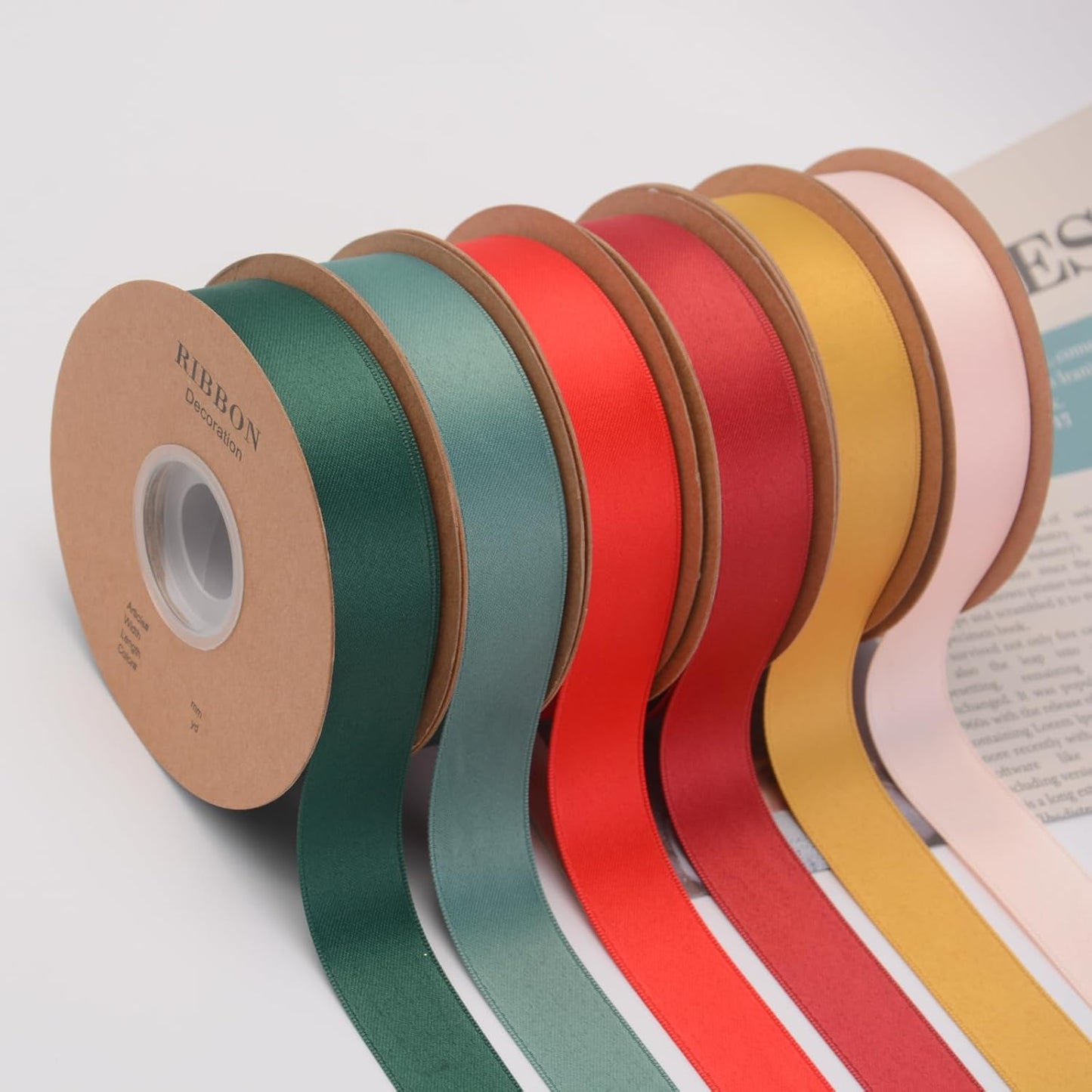 Double Side Satin Ribbon, Continuous 20 Yards,Use for Craft Bows Bouquet, Gift Wrapping, Wedding Decoration, Floral Arrangement (Apricot, 1/2 inch)