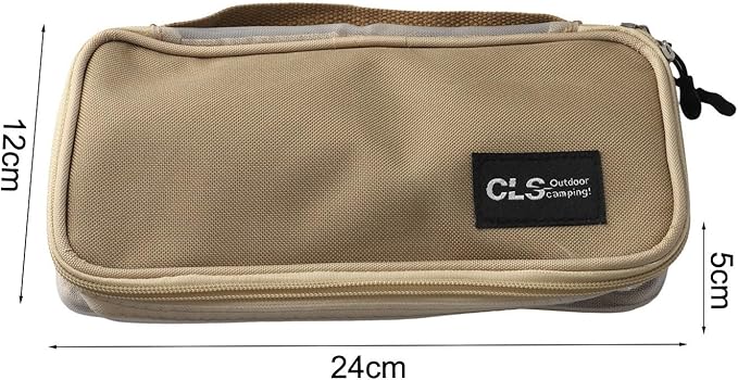 Portable Camping Kitchen Utensil Organizer Roll Bag Outdoor Cutlery Storage Case Tableware Holder for Travel Picnic Backpacking BBQ Hiking Beach Park Activities（Khaki）