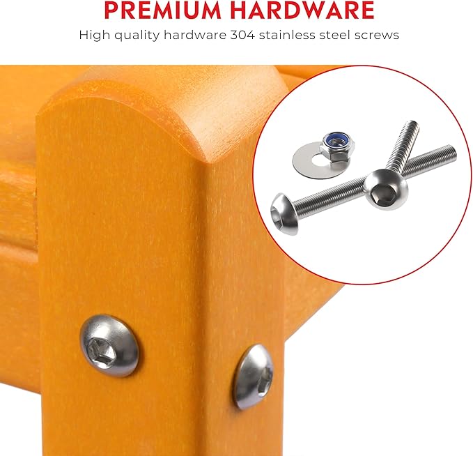 Costaelm Outdoor Side Table, 2-Tier Small Patio Coffee Tables for Outside, Outdoor End Tables for Patio, Adirondack Side Table for Outside, Outside Table for Pool, Porch, Garden, Orange