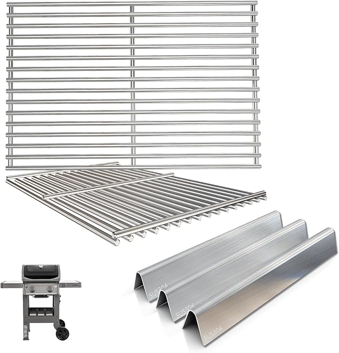 7637 Grill Grates & 7635 Flavorizer Bars for Weber GS4 Spirit I/II 200 Series,for Spirit S210 E210 S215 E220 E215 S220 Grill with Front-Mounted Control, Replacement Parts for Weber 67045 67022