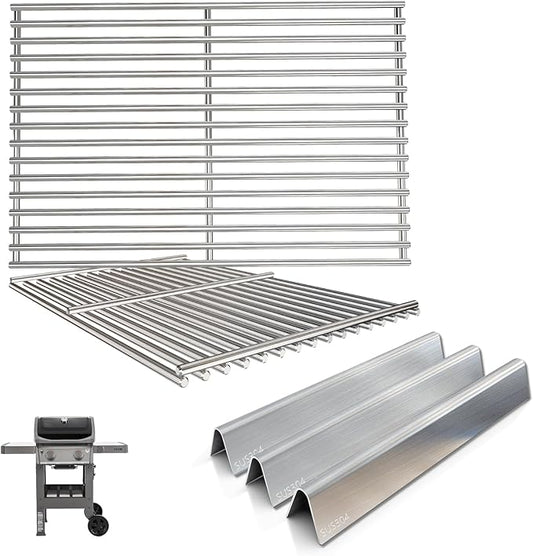 7637 Grill Grates & 7635 Flavorizer Bars for Weber GS4 Spirit I/II 200 Series,for Spirit S210 E210 S215 E220 E215 S220 Grill with Front-Mounted Control, Replacement Parts for Weber 67045 67022