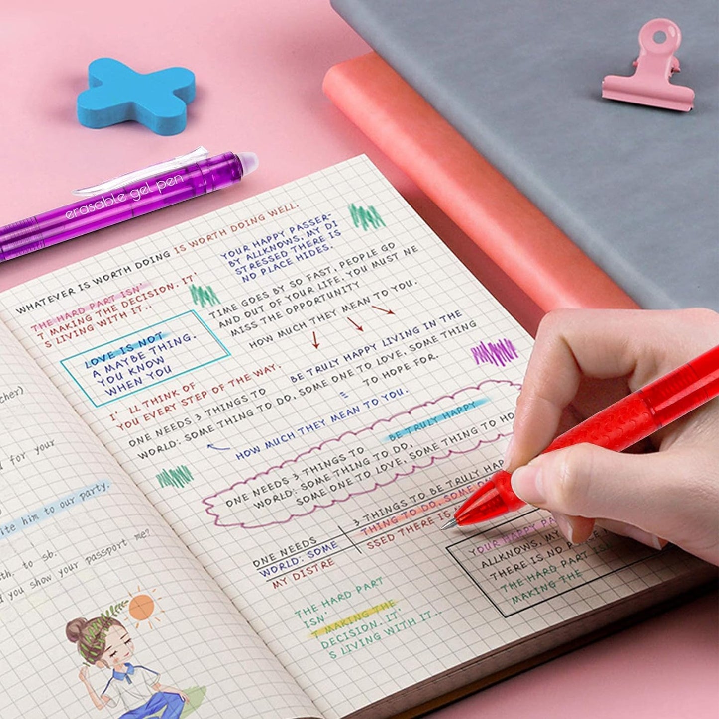 Erasable Gel Pens, 15 Colors Retractable Fine Point Erasable Pens Clicker, Assorted Color Inks, Make Mistakes Disappear for Drawing Writing Planner and Crossword Puzzles