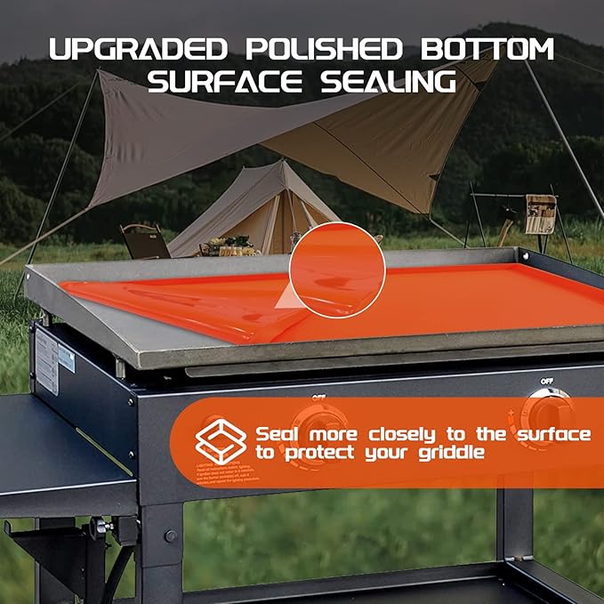 Silicone Griddle Mat Cover for Blackstone 22 Inch Griddle, Heavy Duty Food Grade Silicone, All Season Protective Cover (Orange)