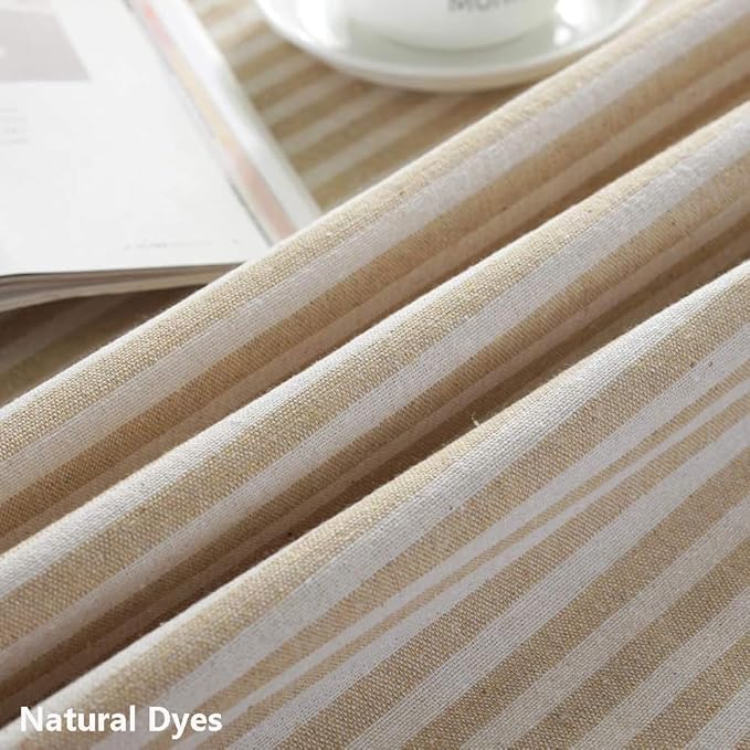 TruDelve Cotton Square Tablecloth 70 x 70 Beige Striped Cloth Tablecloths Fall Outdoor Tablecloth for Picnic Table Cover (Green,70"x 70",Square)
