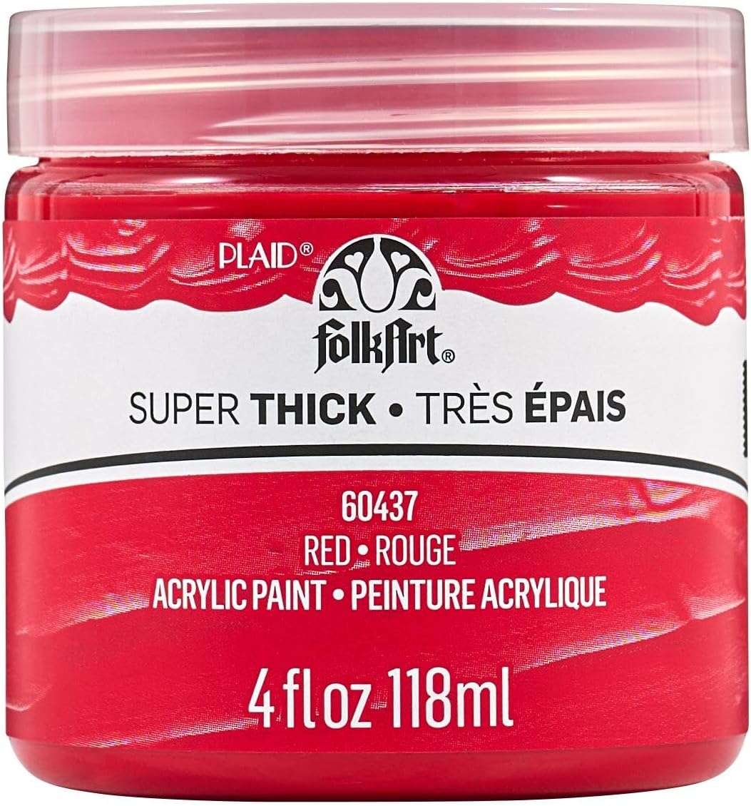 FolkArt Super Thick Acrylic Paint with a Textured Finish, Red, 4 oz