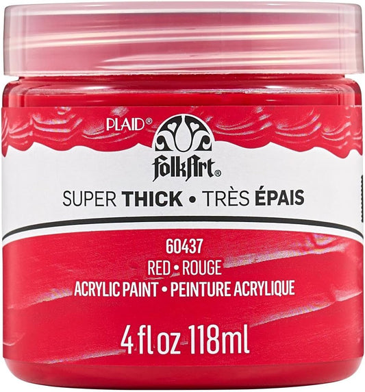 FolkArt Super Thick Acrylic Paint with a Textured Finish, Red, 4 oz
