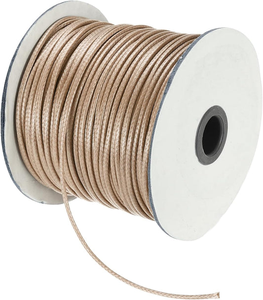 MECCANIXITY Waxed Cord 2.5mm Waxed Polyester Cord 87 Yard Wax String for Bracelet Making, Necklaces, Beading, Jewelry Making and DIY Crafts(Khaki)