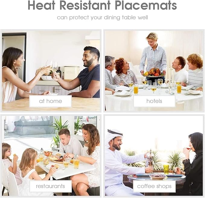 Faux Leather Placemats Set of 6 Reversible,Geometric Pattern PU Placemat for Dining Table,Waterproof Heat Resistant Wipeable Anti Slip Washable Table Mats,Modern Table Protectors