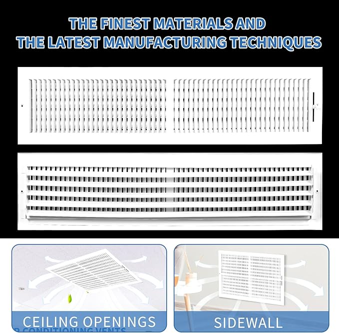30x6 Vent Register [Duct Opening], Vent Covers for Home Ceiling, Two-Way Ventilation Register, Adjustable Solid Steel Wall Register Vent Cover (30"W x6"H [Duct Opening])