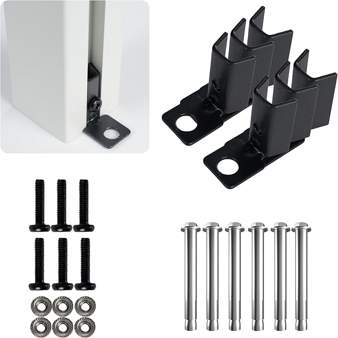 Kozyard Ground Mounting Kit for 3-Panel Privacy Screens – Perfect for Securing to Concrete – Helps Hide Clutter and Keep Your Outdoor Space Neat – Fits Both White & Black Panels