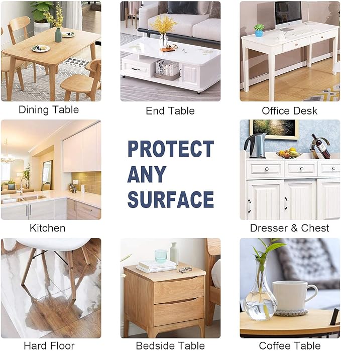 Clear Table Protector 29 x 59 Inch, 1.5mm Thick Plastic Table Cover, Waterproof PVC Clear Table Cover Protector, Desk Protector Mat, Writing Desk Pad for Desktop, Coffee & Dining Room Table