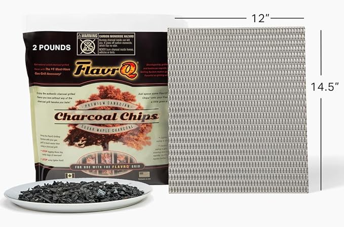Starter Kit (Charcoal Grid and Charcoal Chips 2lbs) Convert Gas Grill to Charcoal in Minutes - All-Natural Hardwood Charcoal - Save time Compared to Cooking on Conventional Charcoal Grill.