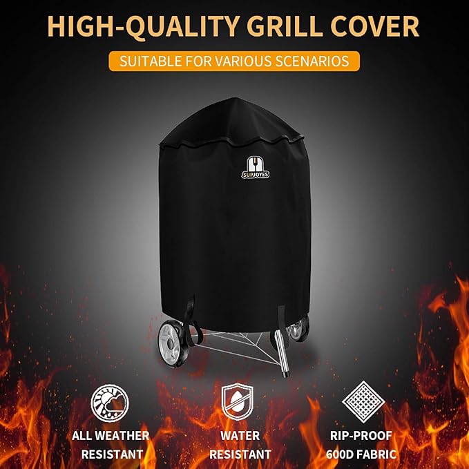 SUPJOYES Grill Cover for Weber Charcoal Kettle, 22 Inch BBQ Grill Covers, Heavy Duty Waterproof Barbecue Accessories