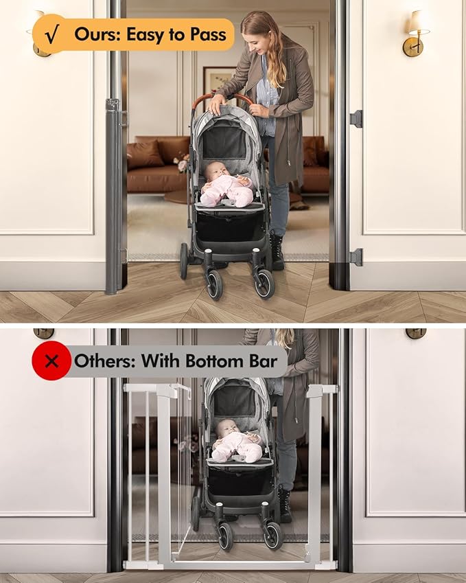 Retractable Baby Gate for Stairs & Doorways, 55" Wide x 33.6" Tall Easy Installation Mesh Dog Gate for Indoor & Outdoor Use,Pet and Dog Safety Gate for Hallways(Grey)