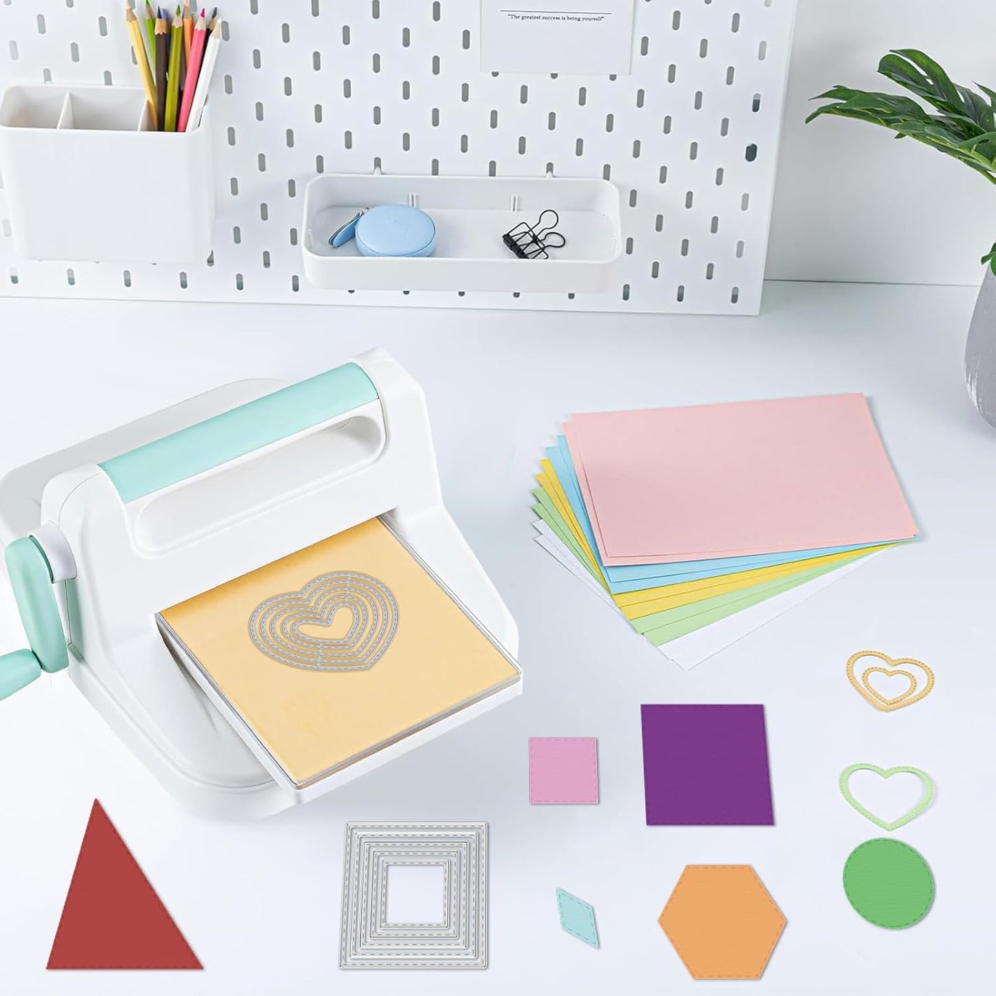 9PCS Metal Cutting Dies Different Shapes Dies Cuts for Scrapbooking Heart Dies for Card Making Rhombus Star Triangle Embossing Template for Handmade DIY Paper Cards Album Decoration