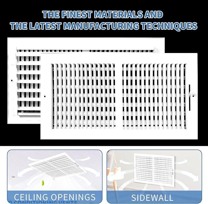 16x8 Vent Register [Duct Opening], Vent Covers for Home Ceiling, Two-Way Ventilation Register, Adjustable Solid Steel Wall Register Vent Cover(16"W x 8"H [Duct Opening])