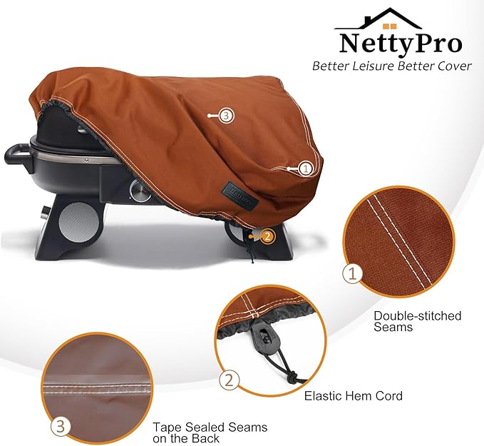 NettyPro Griddle Cover for 22 Inch 17 Inch Tabletop Griddle, Waterproof Heavy Duty Portable Table Top 2-Burner Propane Grill Cover for Cuisinart, Monument, Pit Boss, Royal Gourmet, Brown