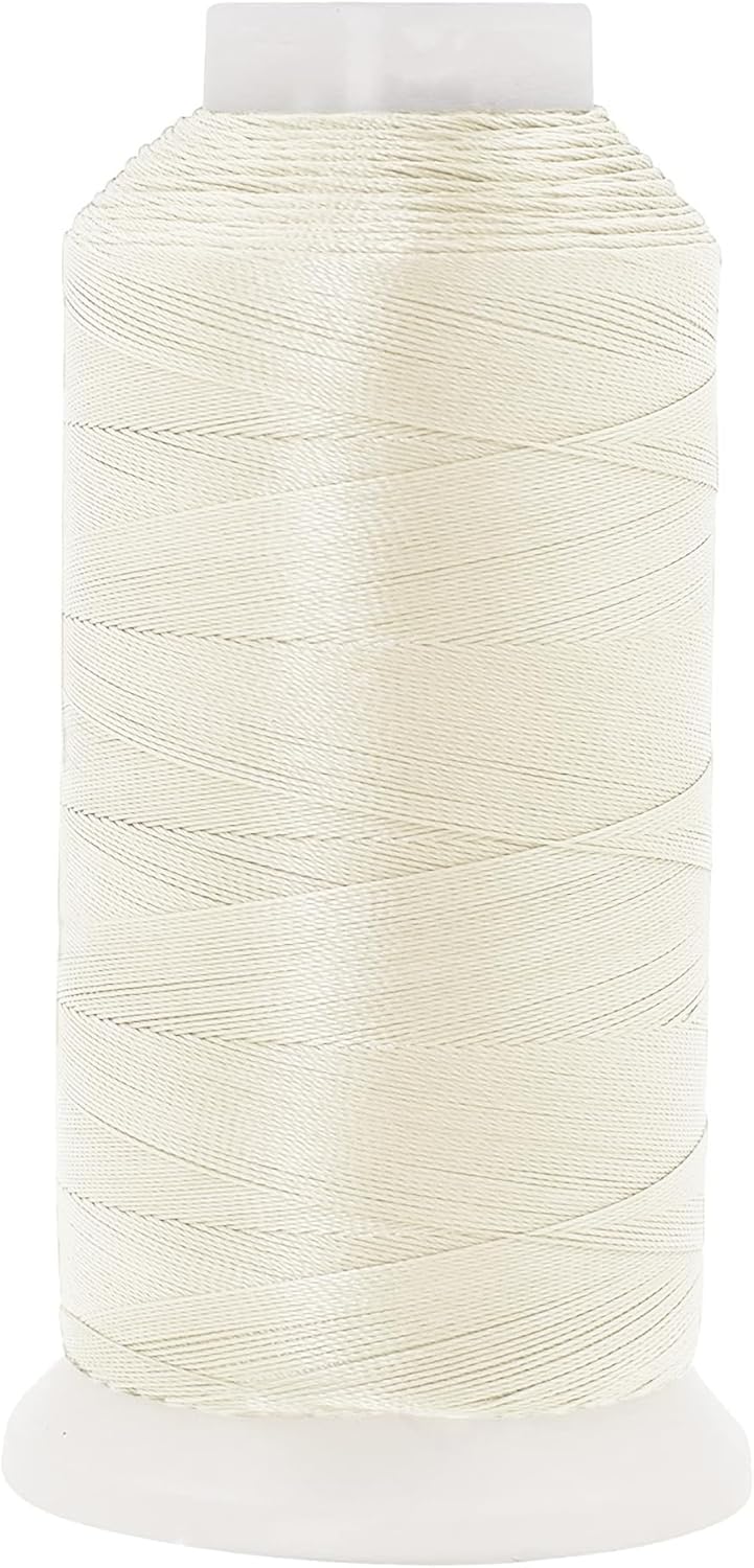 Mandala Crafts Off White Heavy Duty Thread - 1500 Yds Tex 70 Thread for Sewing Drapery Jeans Leather Hair Outdoor Marine Upholstery