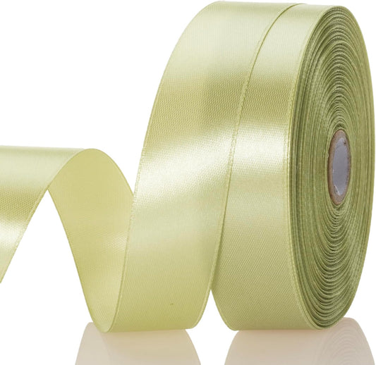 1 Inch Spring Green/Fresh Sprout Solid Satin Ribbon, 50 Yards Craft Fabric Ribbon for Gift Wrapping Floral Bouquets Wedding Party Decoration