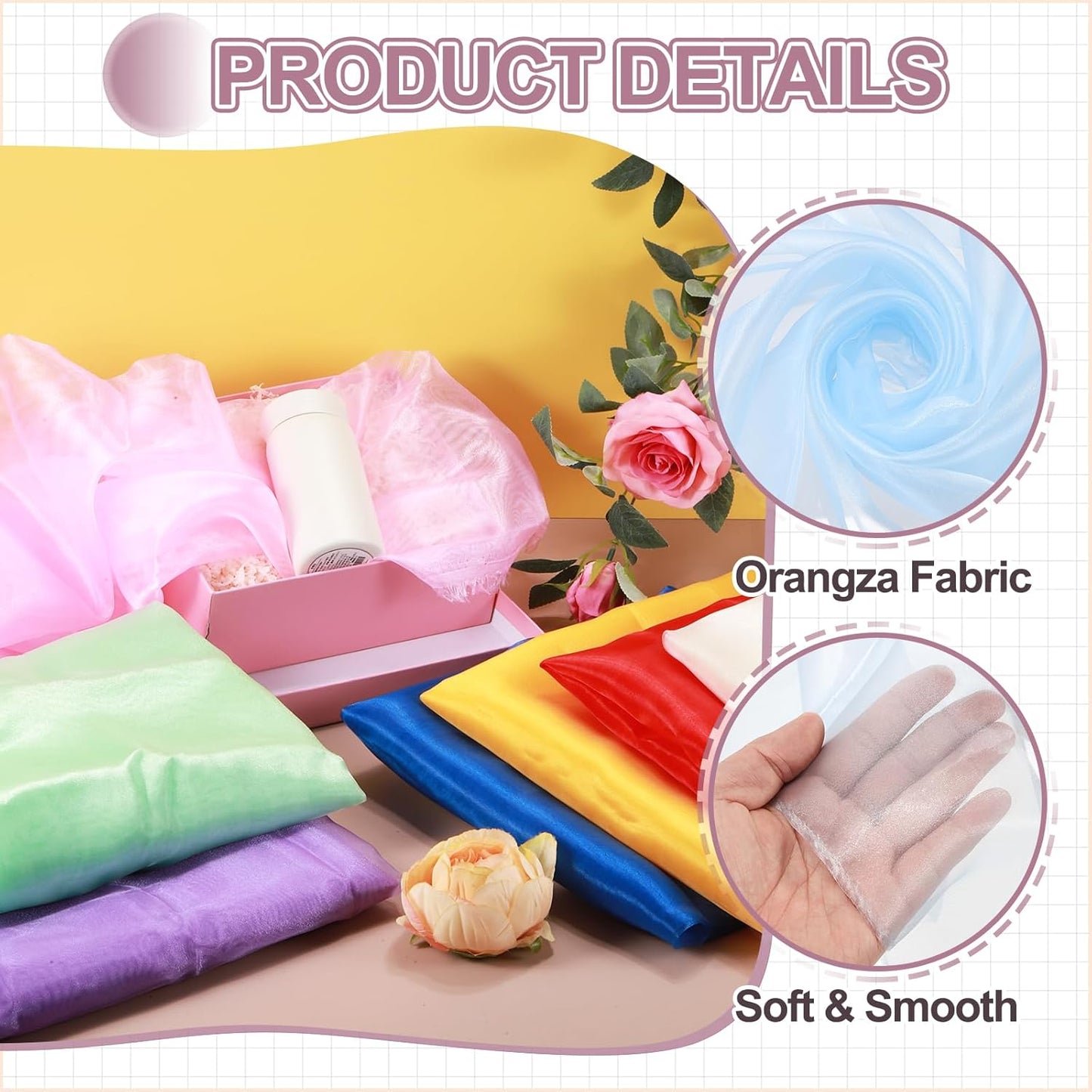 MECCANIXITY Iridescent Sheer Organza Fabric, 10 Yards x 59 Inches Solid Holographic Shiny Fabric Organza Cloth for Wedding, Curtains, Costume, Photo Background, Light Blue