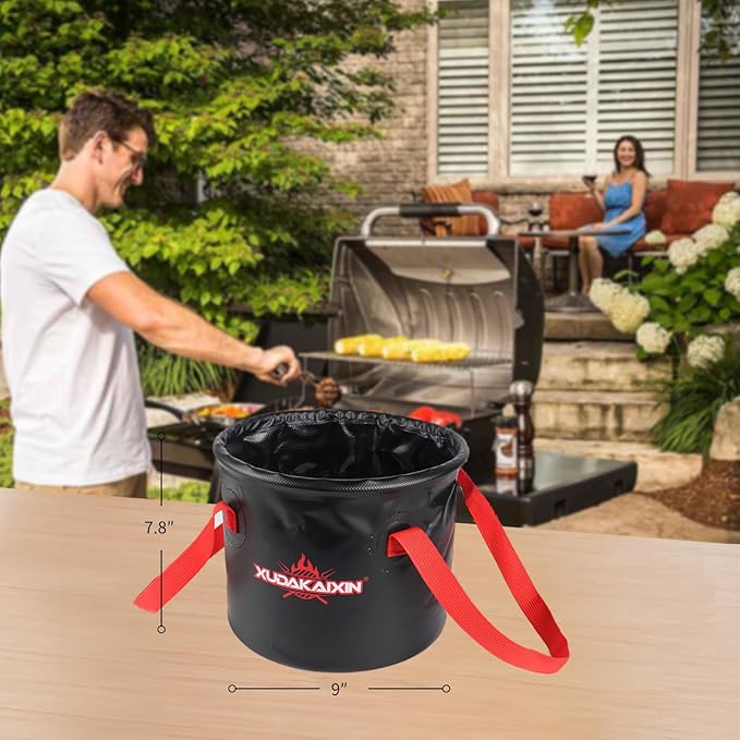 Upgraded Grill Brush Bristle Free,Water-Activated steam Effectively Cleans The Grill.Unique Wave pad for Cast Iron/ (Black-Water Bucket)
