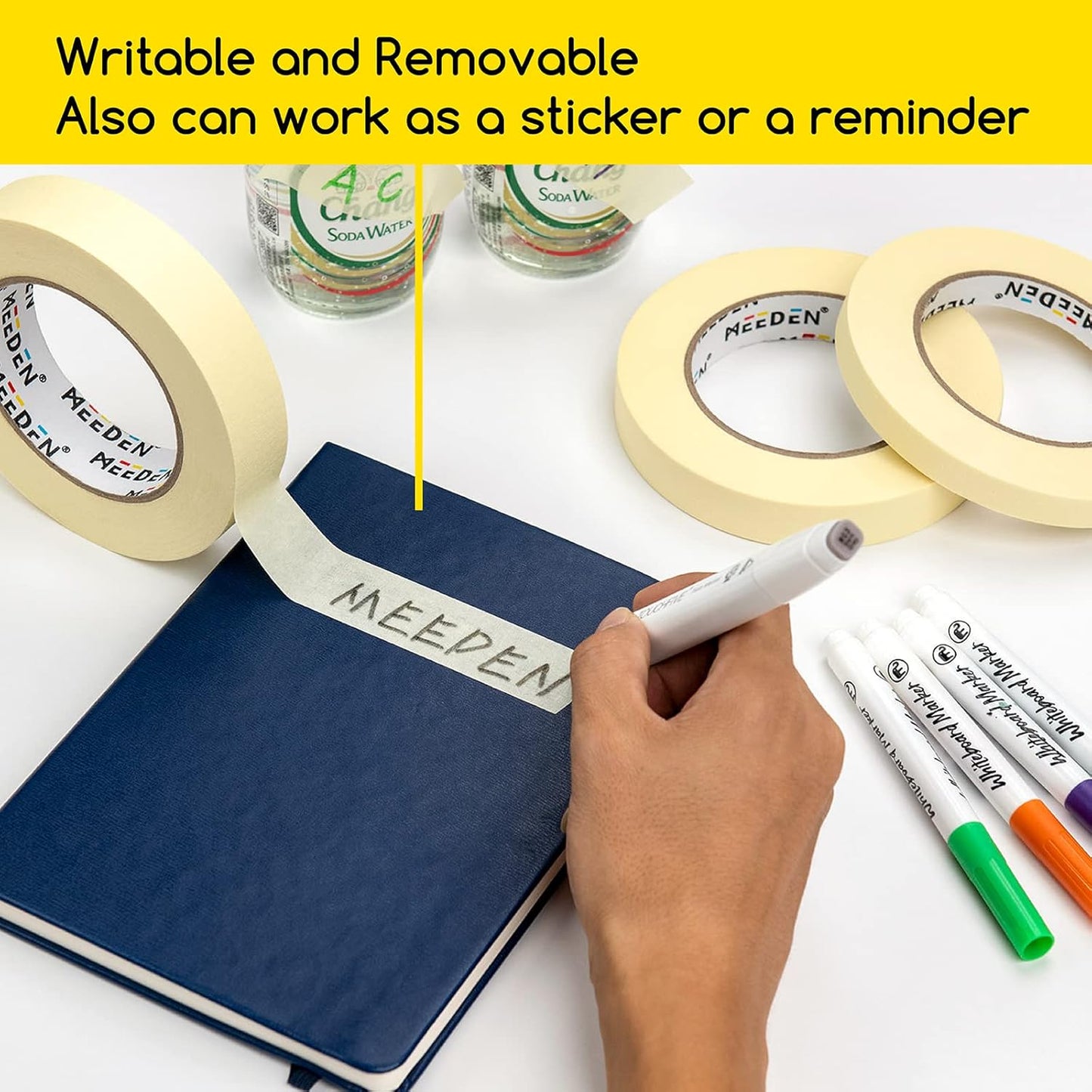 MEEDEN 5 Packs White Artist Tape, 0.2" 0.5" 0.75" 1.0" 1.4" x 60 Yard, Multi-Sized Masking Art Tape, Acid-Free Painters Tape for Painting Drafting Framing, General Purpose for Craft, Office, School