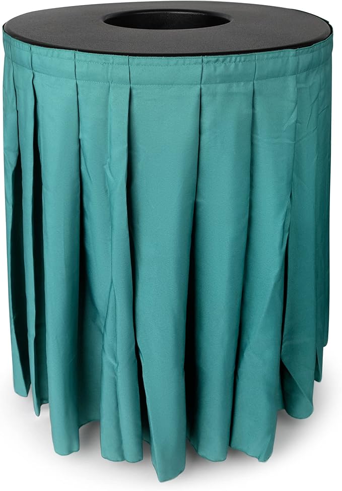 Black Trash Can Topper Cover With Solid Pleated Skirt | Designed to Fit 32 & 35 Gallon Trash Cans | Elegant Party Supplies for Weddings, Banquets, Birthday Parties & More (Black Top Green Skirt)