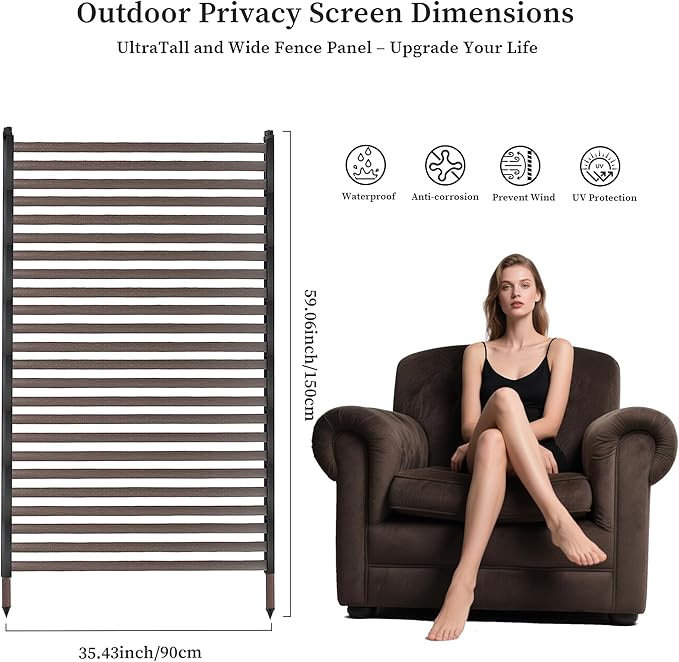 Outdoor Privacy Screens, 3FT X 5FT Decorative Privacy Fence Panels for Patio, Backyard and Garden(Brown)